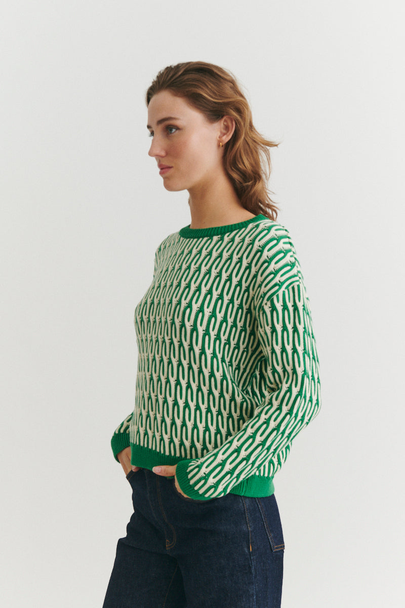 basic-apparel-minie-sweater-pullover-gr-n-wei-bio-baumwolle image 3