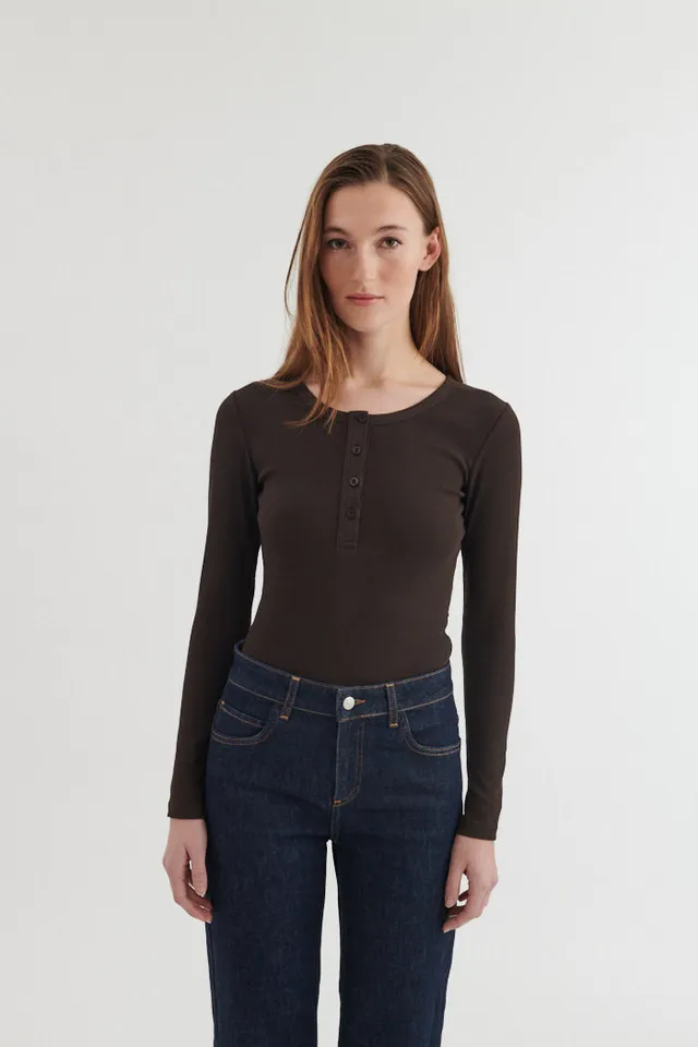 basic-apparel-ludmilla-granddad-langarmshirt-braun-bio image 1