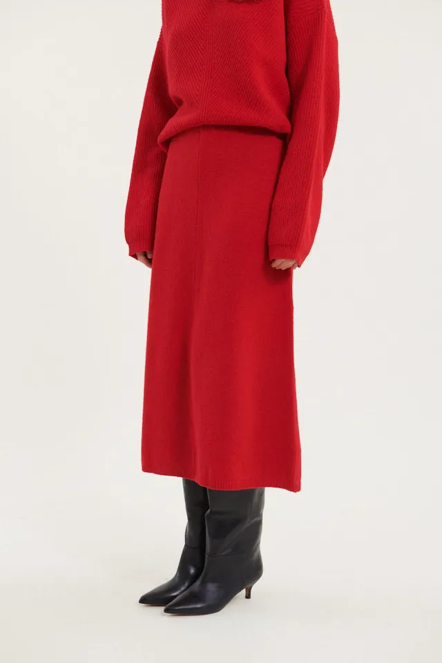 basic-apparel-lise-3-4-strickrock-high-risk-red-recycelte-wolle image 1