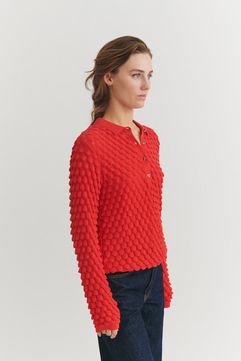 basic-apparel-cilla-polo-sweater-strickpullover-flame-scarlet-bio image 2