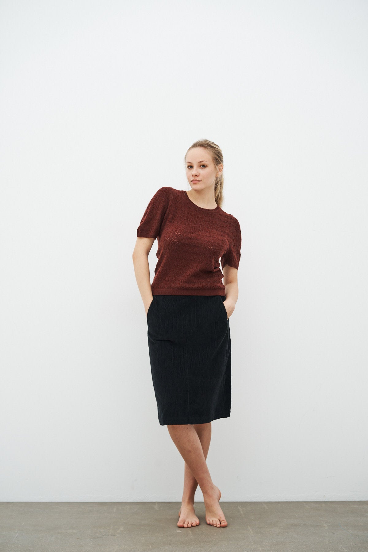 care-by-me-faye-skirt-cordrock-schwarz-s-bio-baumwolle image 8