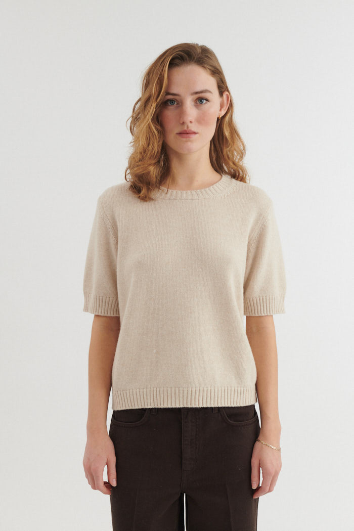 basic-apparel-cady-ss-o-neck-pullover-beige-mel-wolle image 1