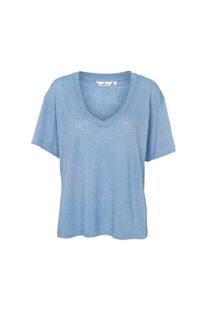 basic-apparel-ryda-v-neck-tee-t-shirt-blau-leinen image 1