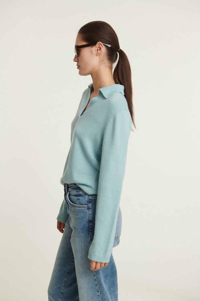 basic-apparel-cady-polo-sweater-pullover-gossamer-green-wollmix image 2