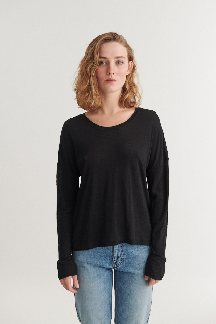 basic-apparel-ashly-ls-tee-langarmshirt-black-leinen image 1