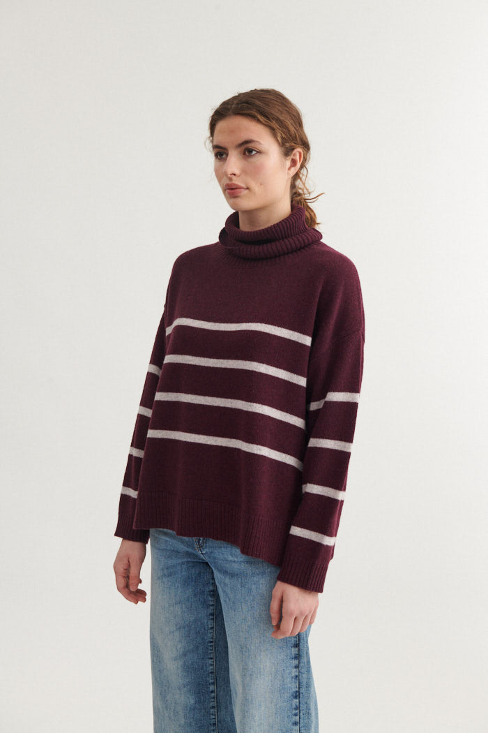 basic-apparel-lise-striped-t-neck-strickpullover-port-royale image 2