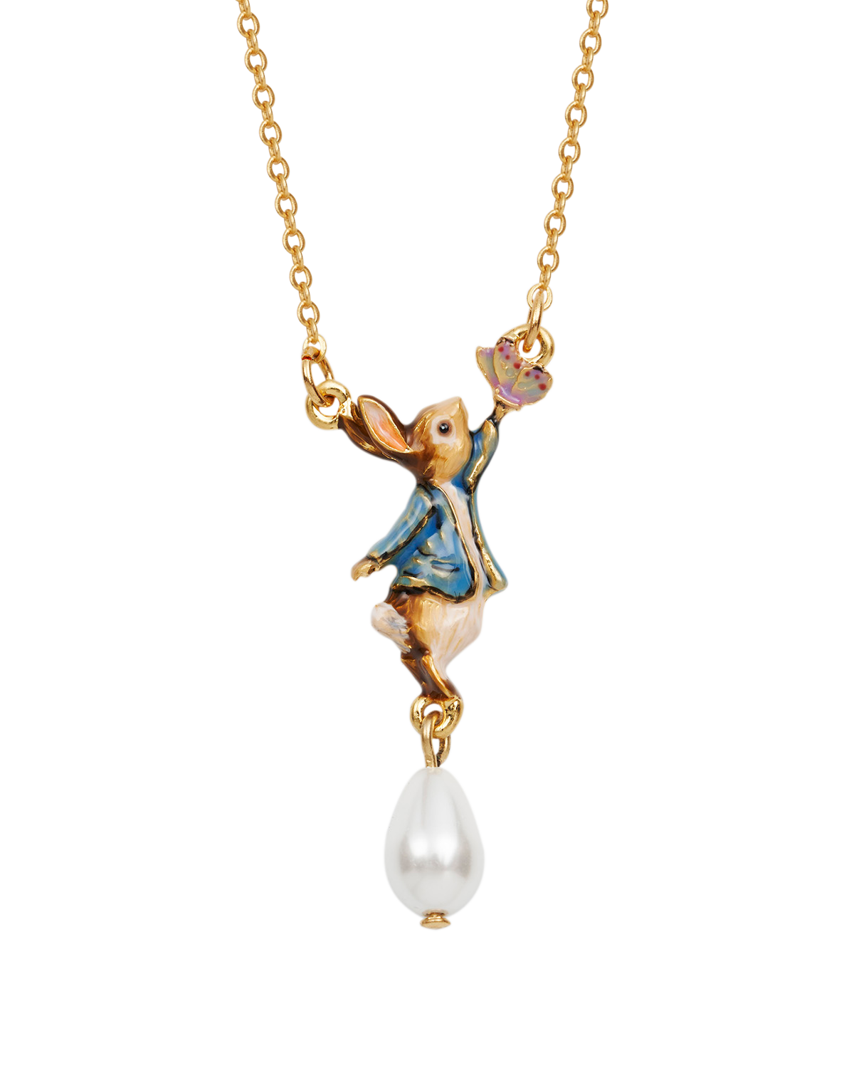 fable-england-peter-rabbit-butterfly-halskette-gold-perle image 1