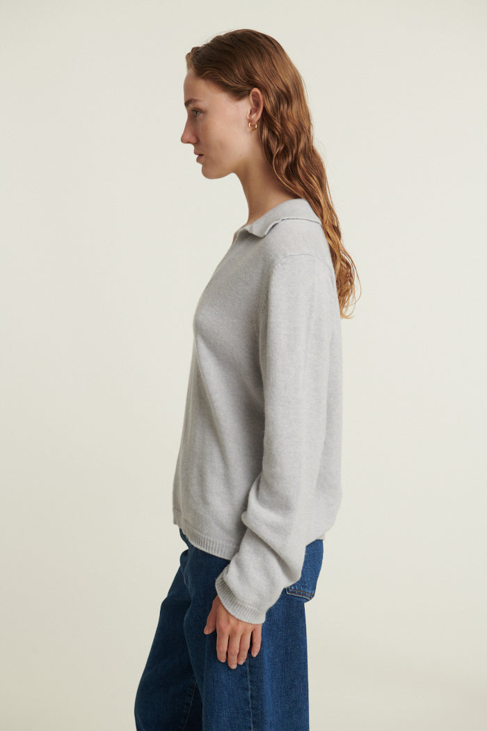 basic-apparel-cady-polo-sweater-strickpullover-grey-mel-wolle image 2