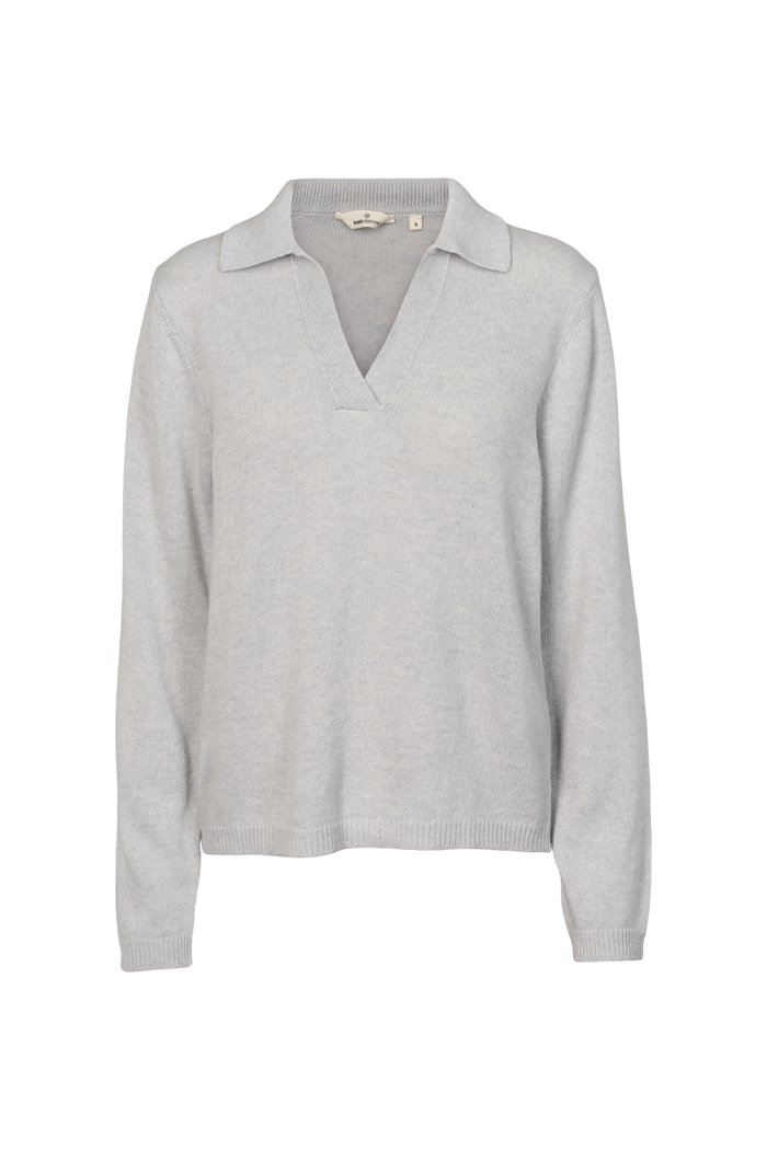 basic-apparel-cady-polo-sweater-strickpullover-grey-mel-wolle image 5