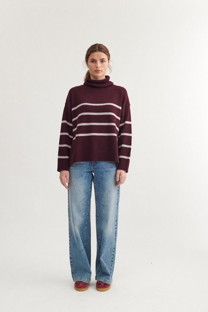 basic-apparel-lise-striped-t-neck-strickpullover-port-royale image 4
