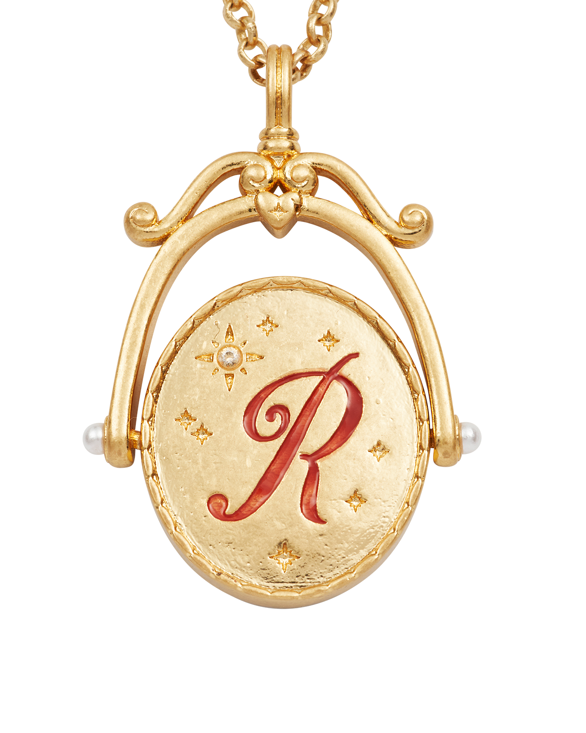 fable-england-r-initial-rose-gold-spinner-halskette-r image 1