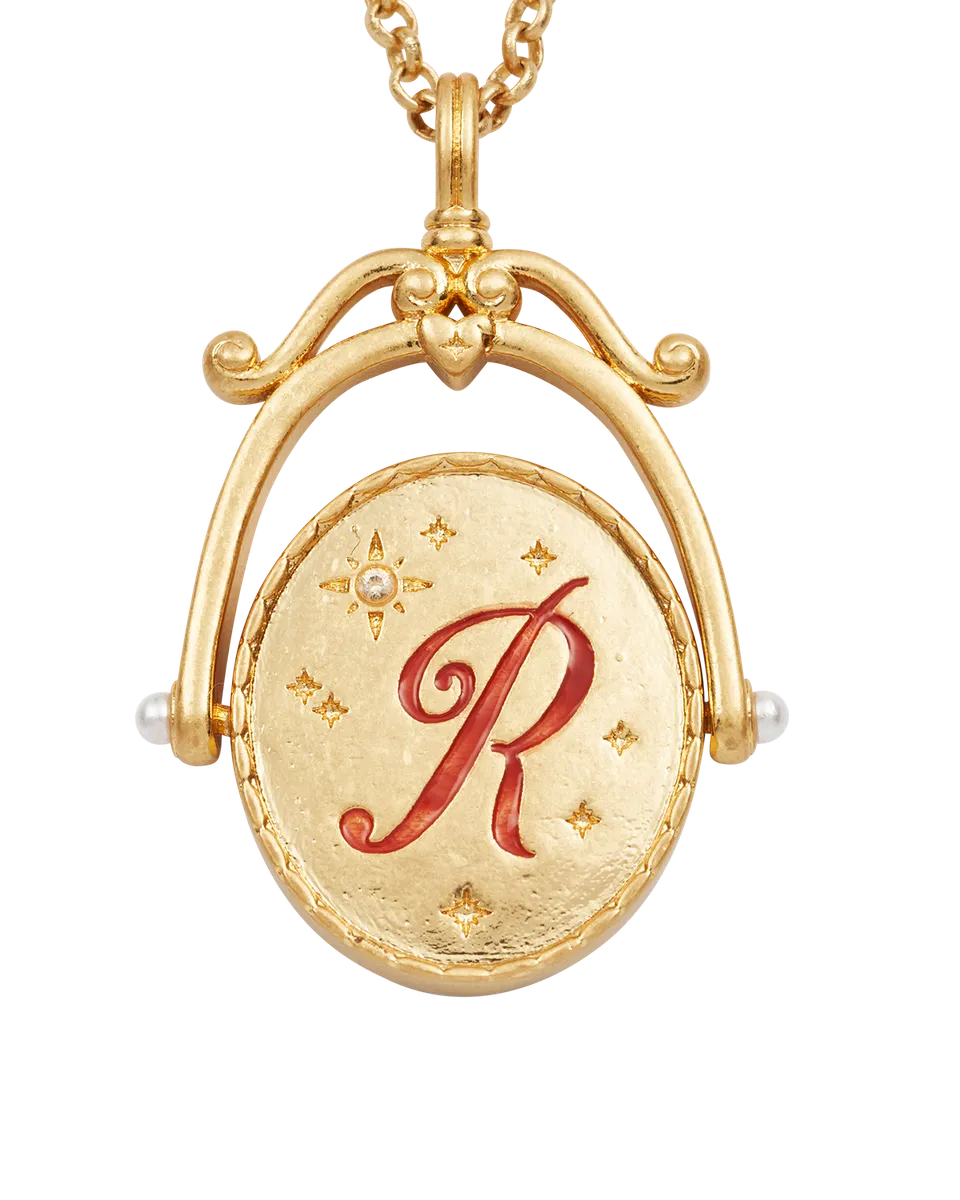 fable-england-r-initial-rose-gold-spinner-halskette-r image 1