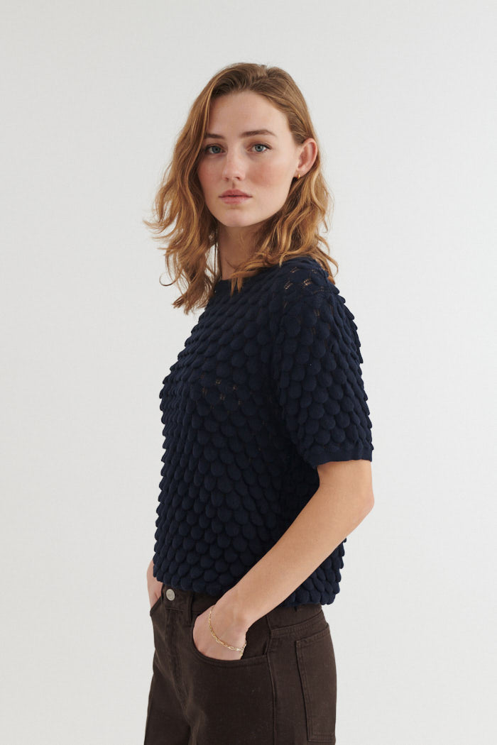 basic-apparel-cilla-ss-sweater-kurzarm-sky-captain-bio image 2