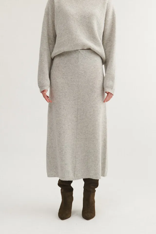 basic-apparel-lise-3-4-strickrock-light-grey-wollmix-a-linie image 1
