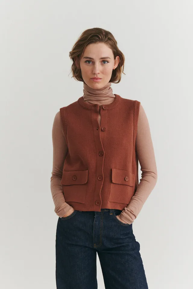 basic-apparel-sisa-strickweste-tortoise-shell-bio-baumwolle image 1