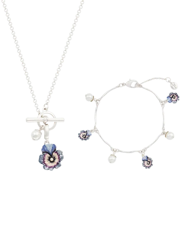 fable-england-pansy-schmuckset-silber-perle-kette-armband image 1