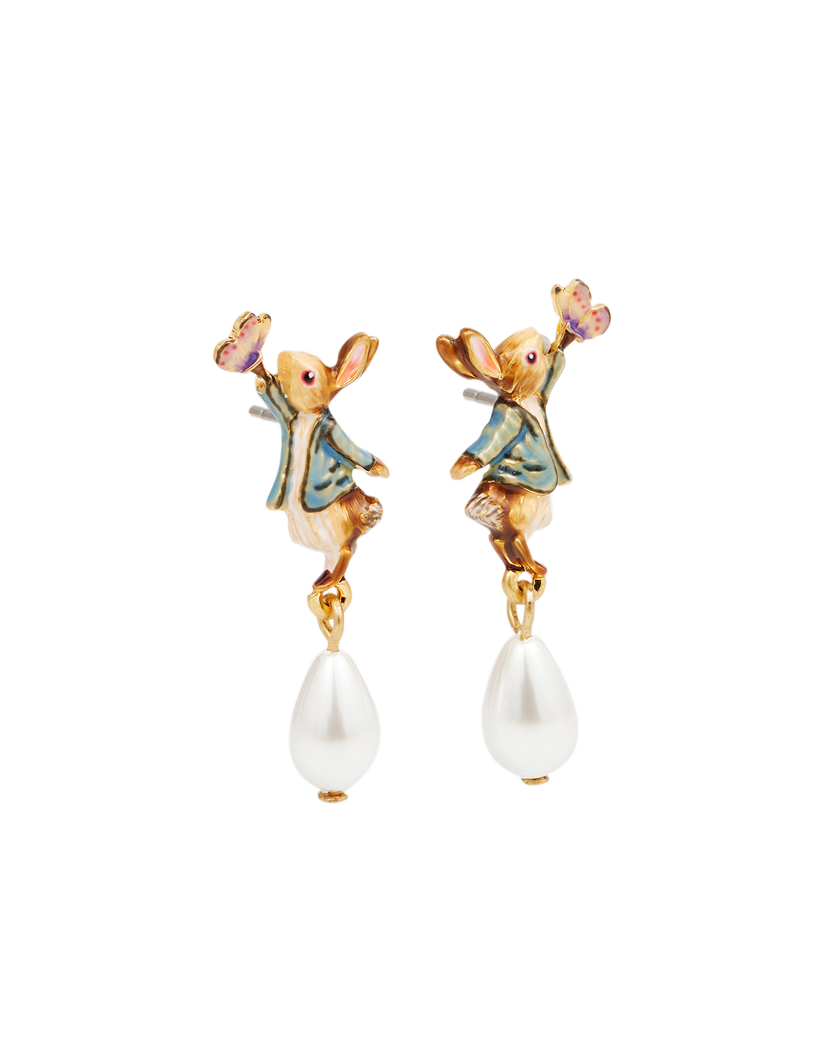 fable-england-peter-rabbit-butterfly-ohrringe-gold-perle image 1