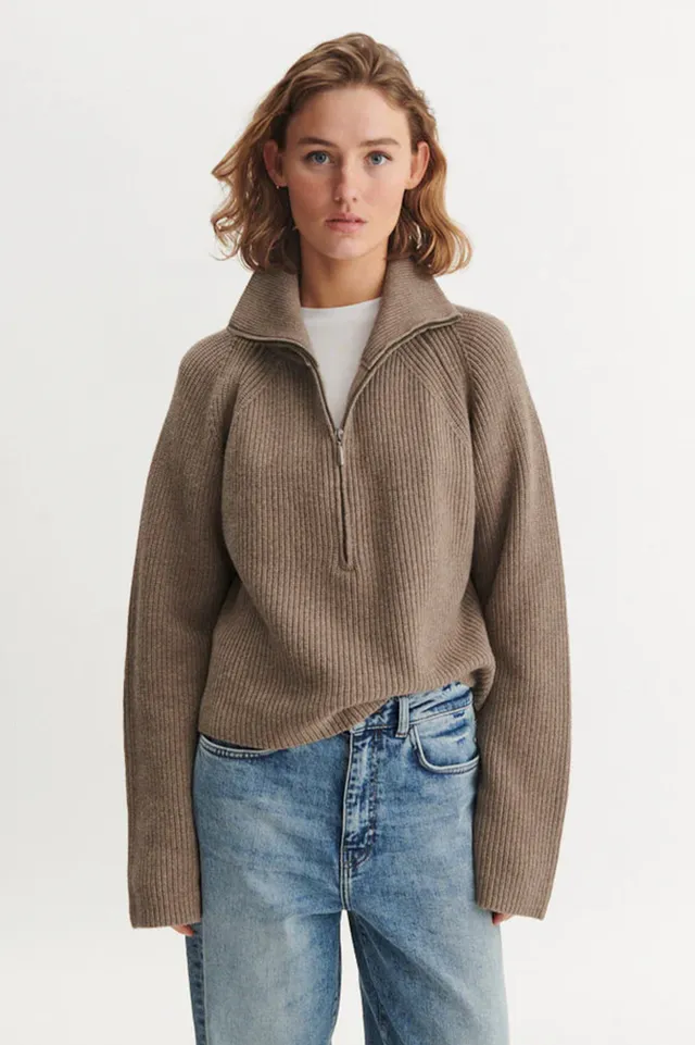 basic-apparel-cady-zip-sweater-strickpullover-greige-kaschmir image 1