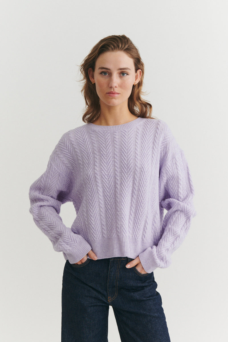 basic-apparel-selem-cable-ls-ba203-09-pullover-violet-tulip-merino image 1