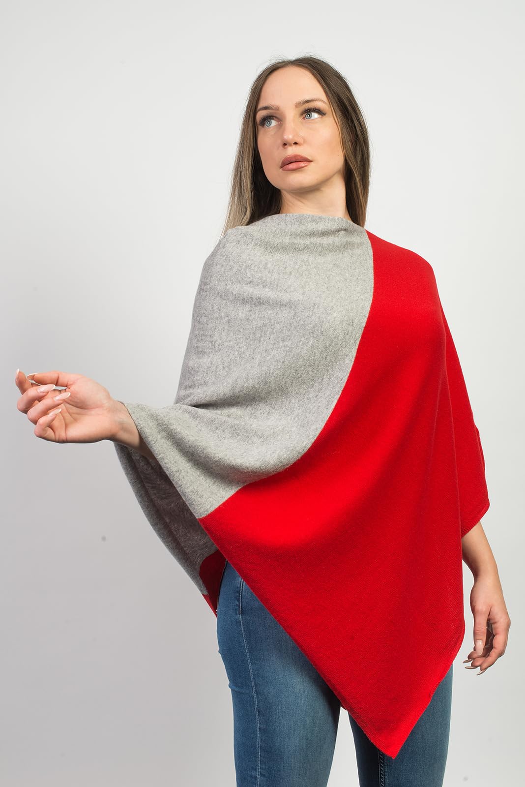 dalle-piane-poncho-bicolor-kaschmir-poncho-rot-100 image 2