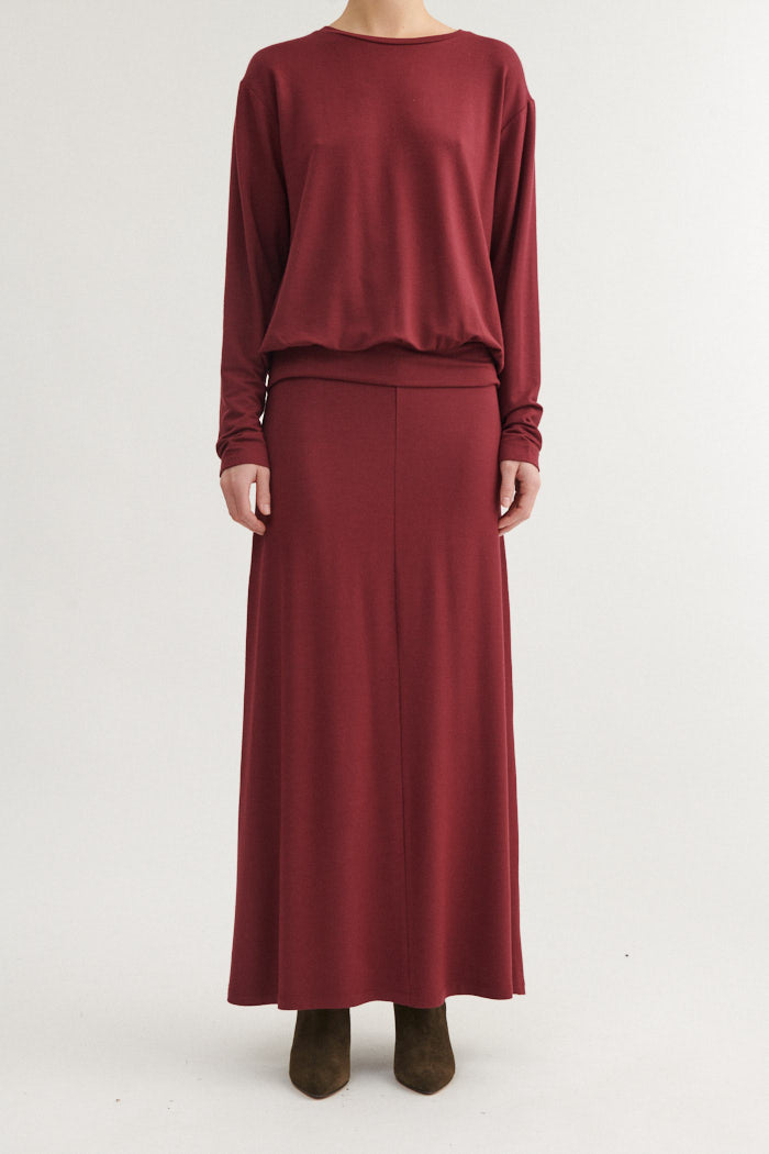basic-apparel-sadie-long-skirt-maxirock-bordeaux-truffle image 1