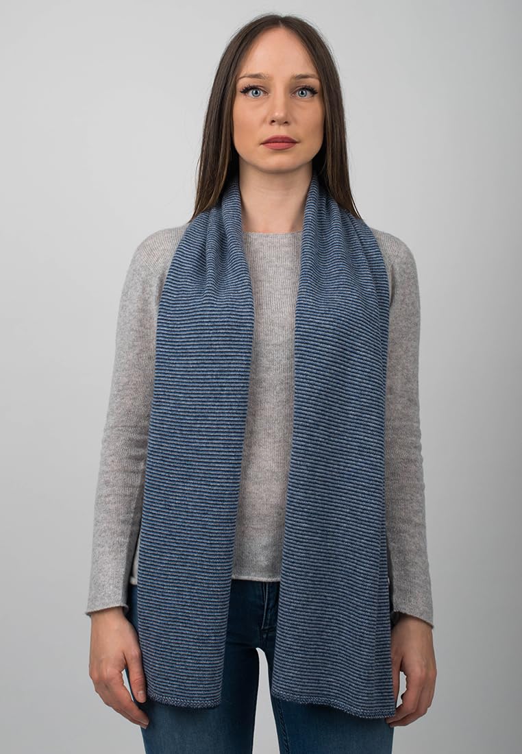 dalle-piane-cashmere-schal-nadelstreifen-blau-kaschmir image 2