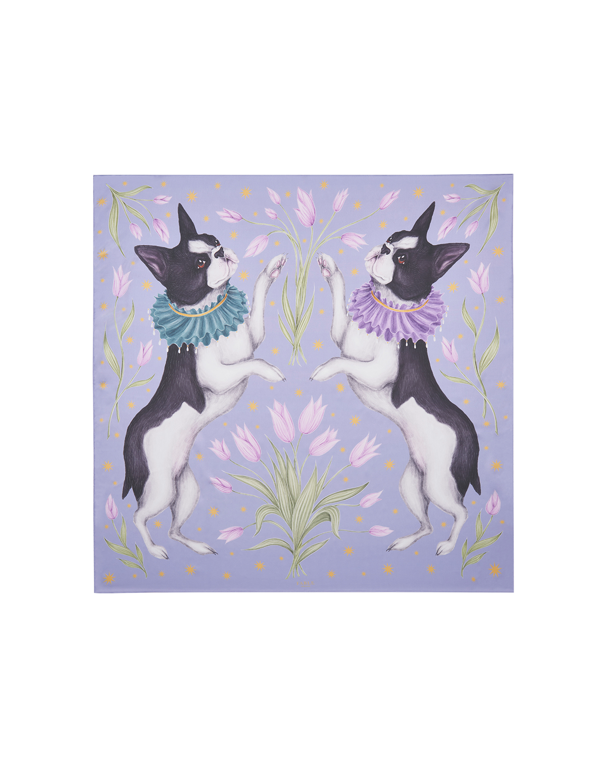 fable-england-catherine-rowe-pet-portraits-frenchie-tuch-lavendel image 1