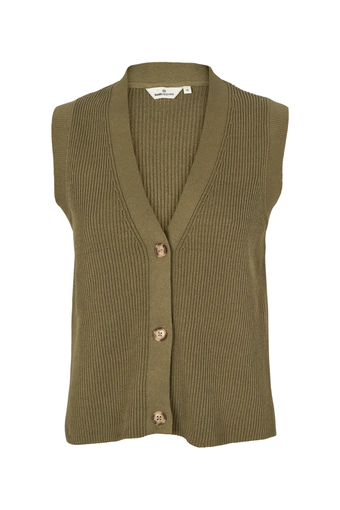 basic-apparel-winie-vest-strickweste-martini-olive-bio image 1