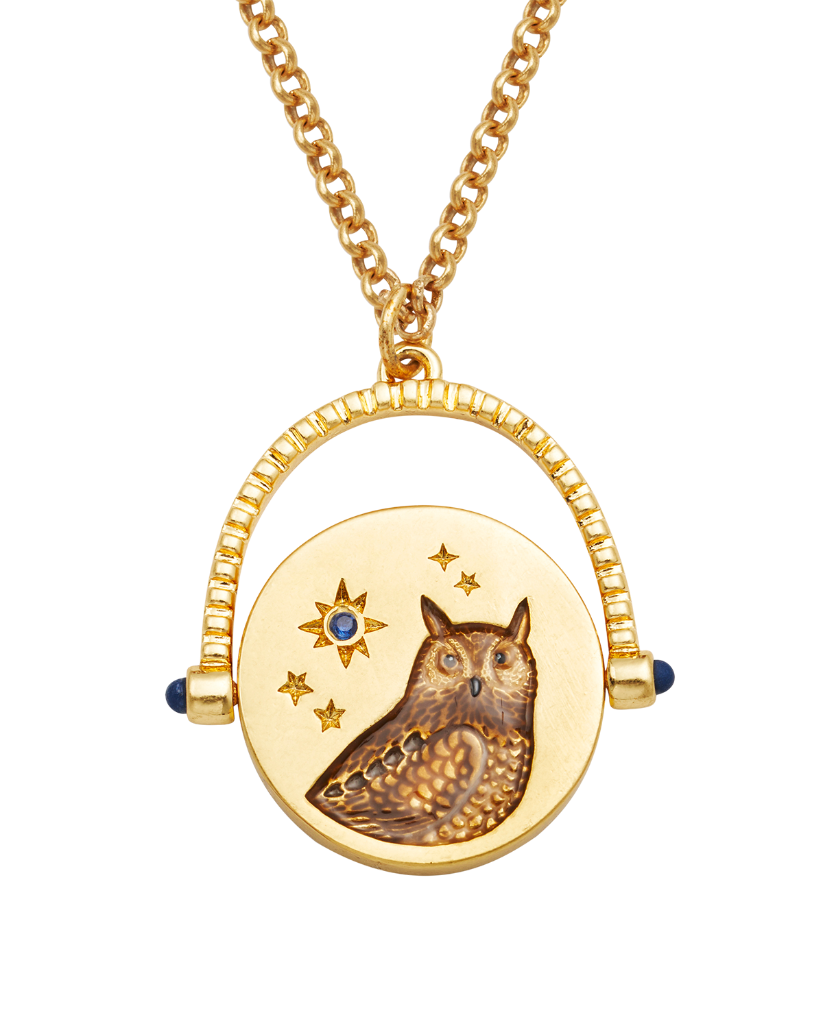 fable-england-owl-spinner-halskette-gold-eule-blau image 1