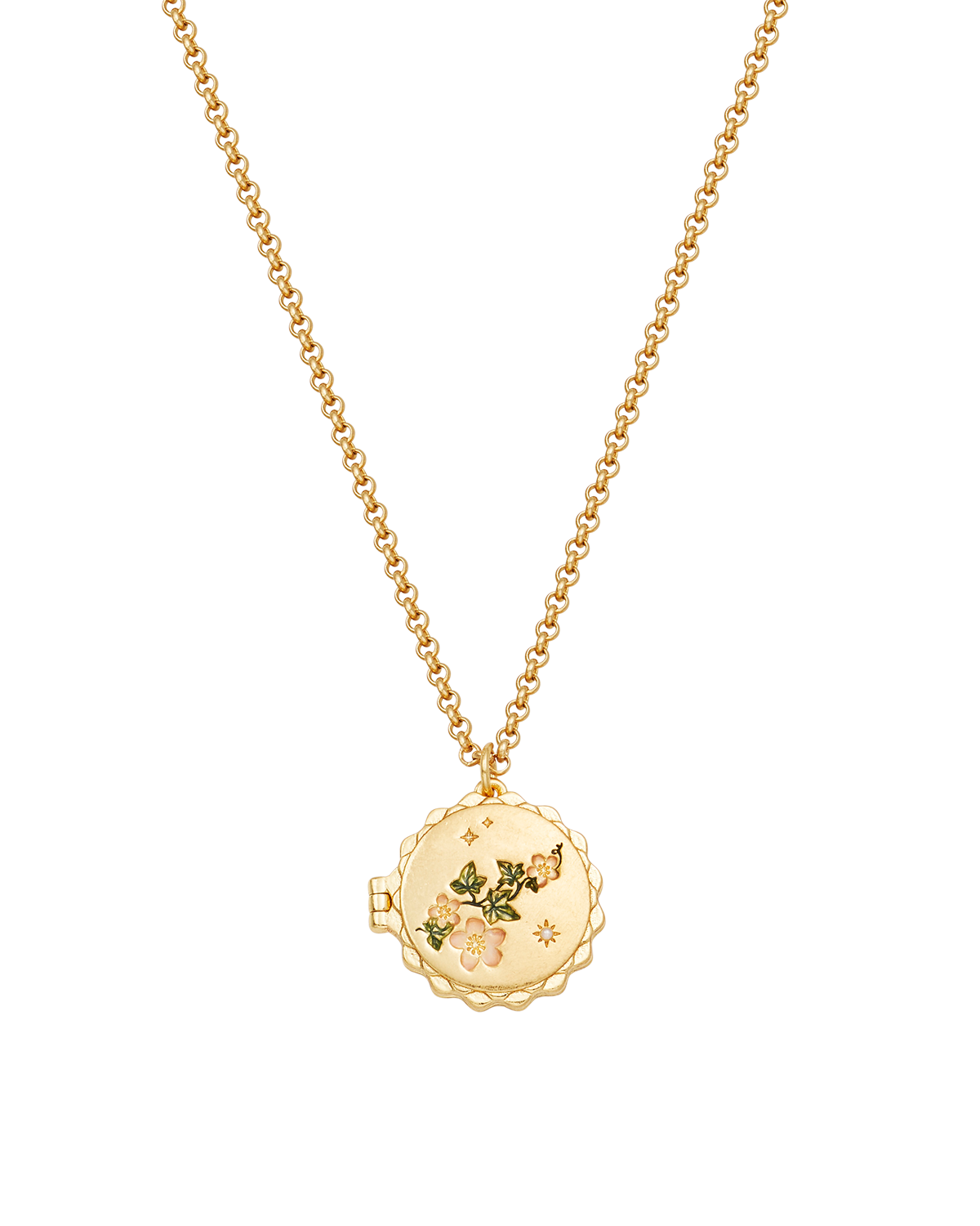 fable-england-ivy-blossom-kette-gold-medaillon-efeu image 3