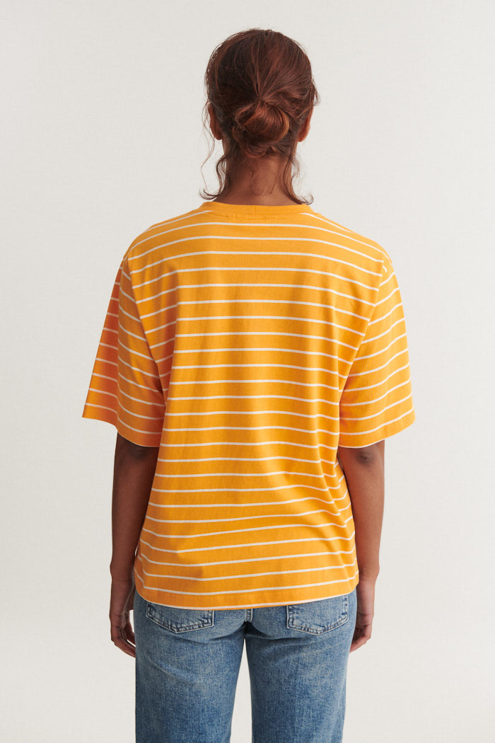 basic-apparel-raja-stripe-tee-t-shirt-abricot-bio image 3