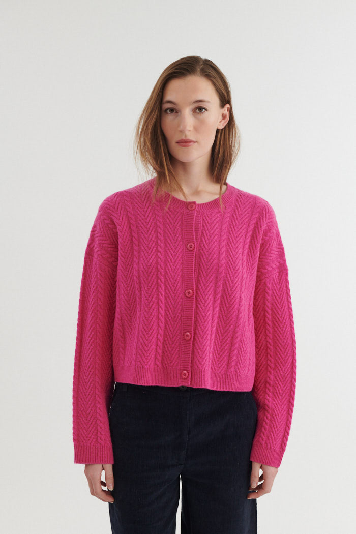 basic-apparel-selem-cable-cardigan-purple-orchid-merinowolle image 1