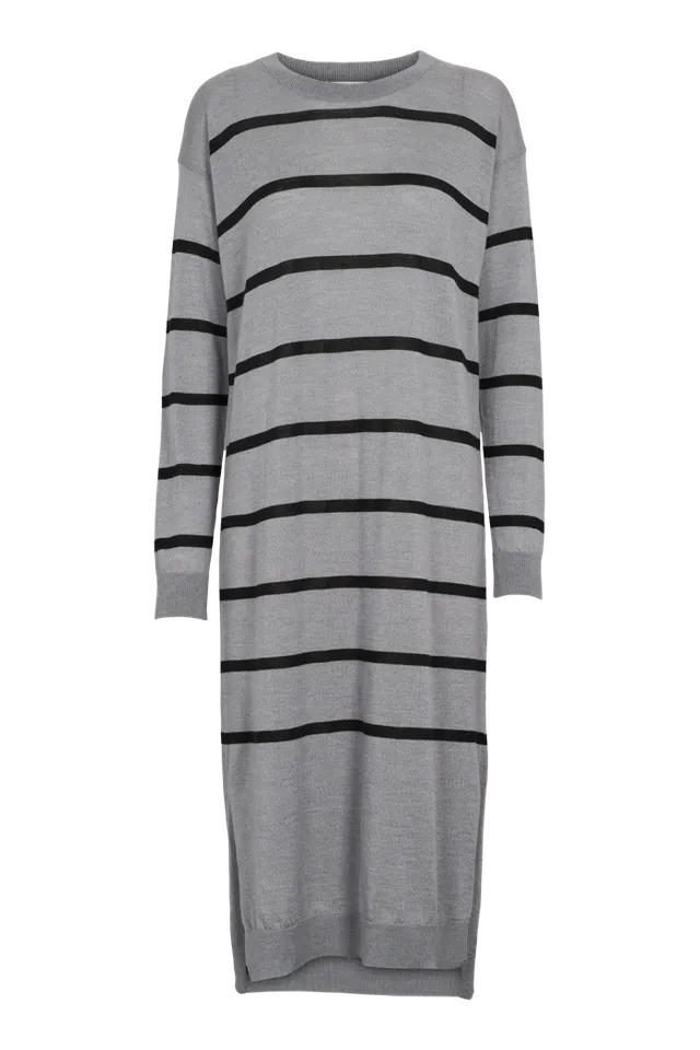 basic-apparel-vera-long-dress-strickkleid-grau-schwarz-merino image 1