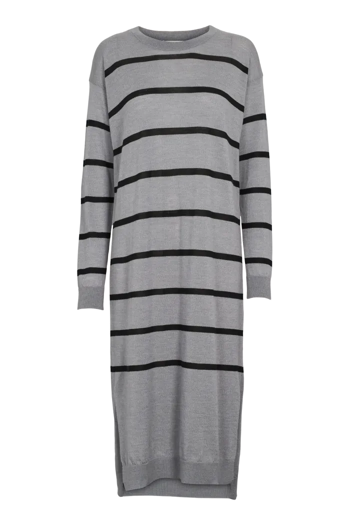 basic-apparel-vera-long-dress-strickkleid-grau-schwarz-merino image 1