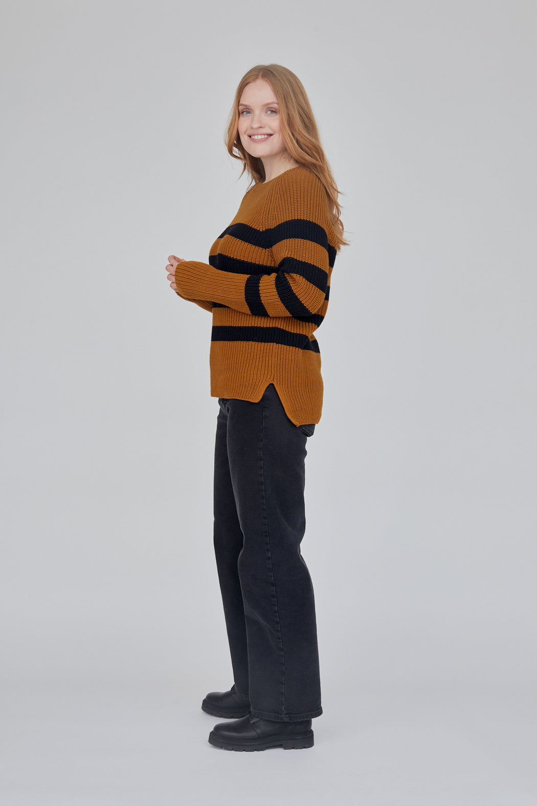basic-apparel-sweety-sweater-pullover-bronze-brown-stripe image 2