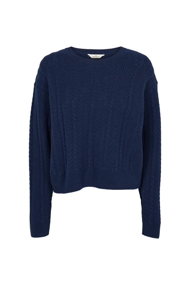 basic-apparel-selem-cable-pullover-navy-merinowolle-zopfstrick image 1