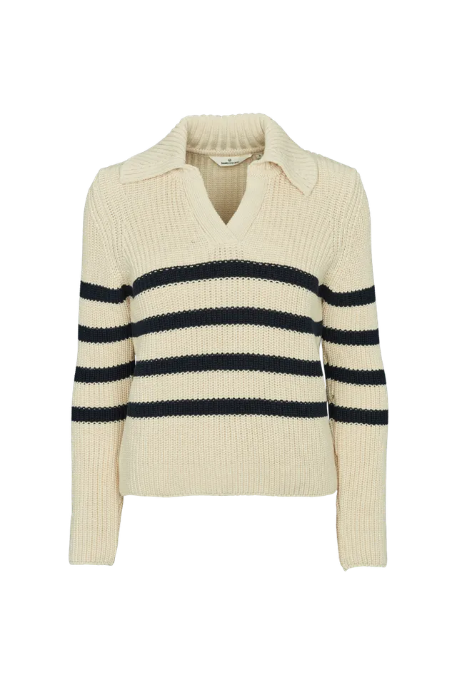 basic-apparel-sweety-polo-birch-navy-strickpullover-damen-bio-baumwolle image 1