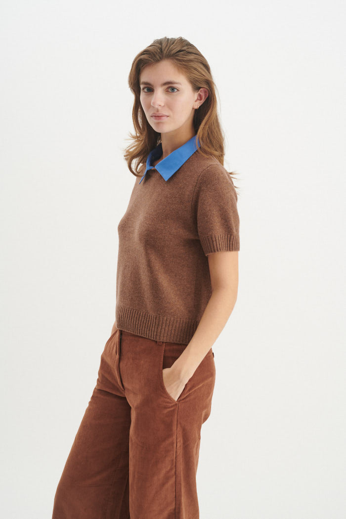 basic-apparel-liz-ss-collar-pullover-fondue-fudge-merino image 2