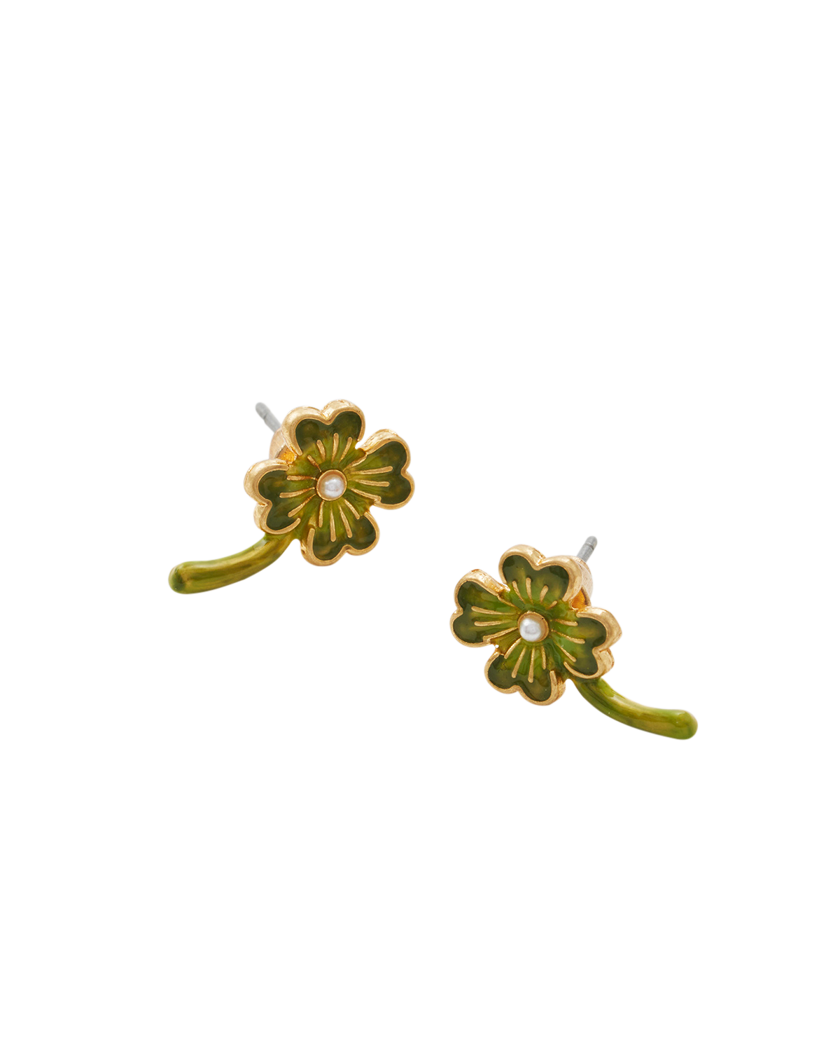 fable-england-jewellery-lucky-clover-ohrstecker-gold-gr-n-perle image 3