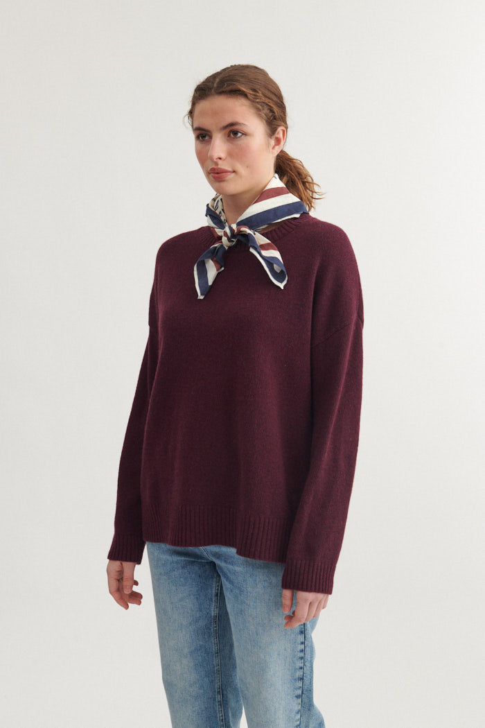 basic-apparel-lise-o-neck-strickpullover-bordeaux-truffle image 2