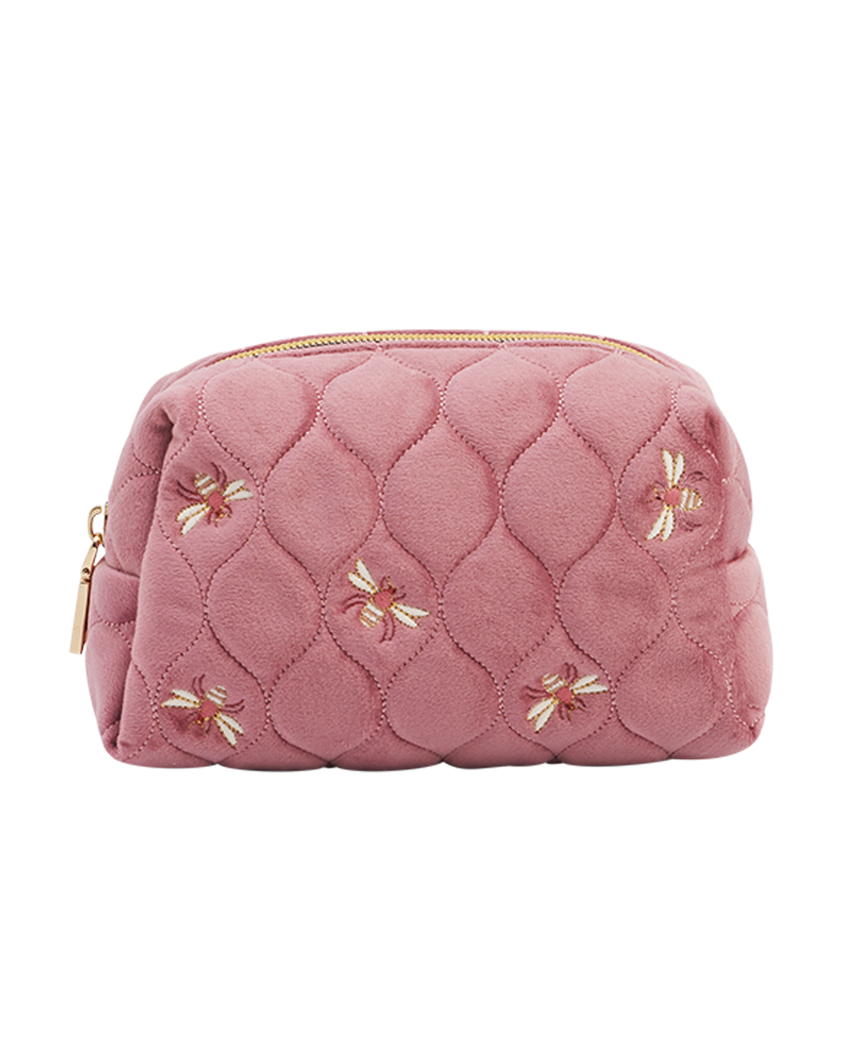 fable-england-accessories-pouch-samt-rosa-biene-gesteppt image 1