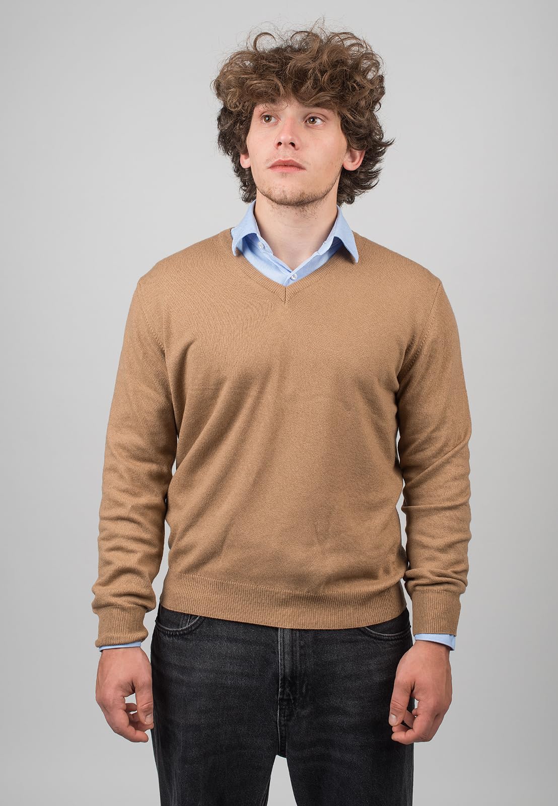 dalle-piane-cashmere-sweater-v-ausschnitt-pullover-kamel-herren image 4
