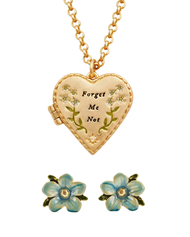 fable-england-forget-me-not-herz-medaillon-set-gold image 1