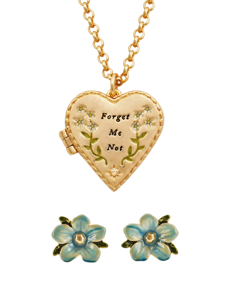 fable-england-forget-me-not-herz-medaillon-set-gold image 1