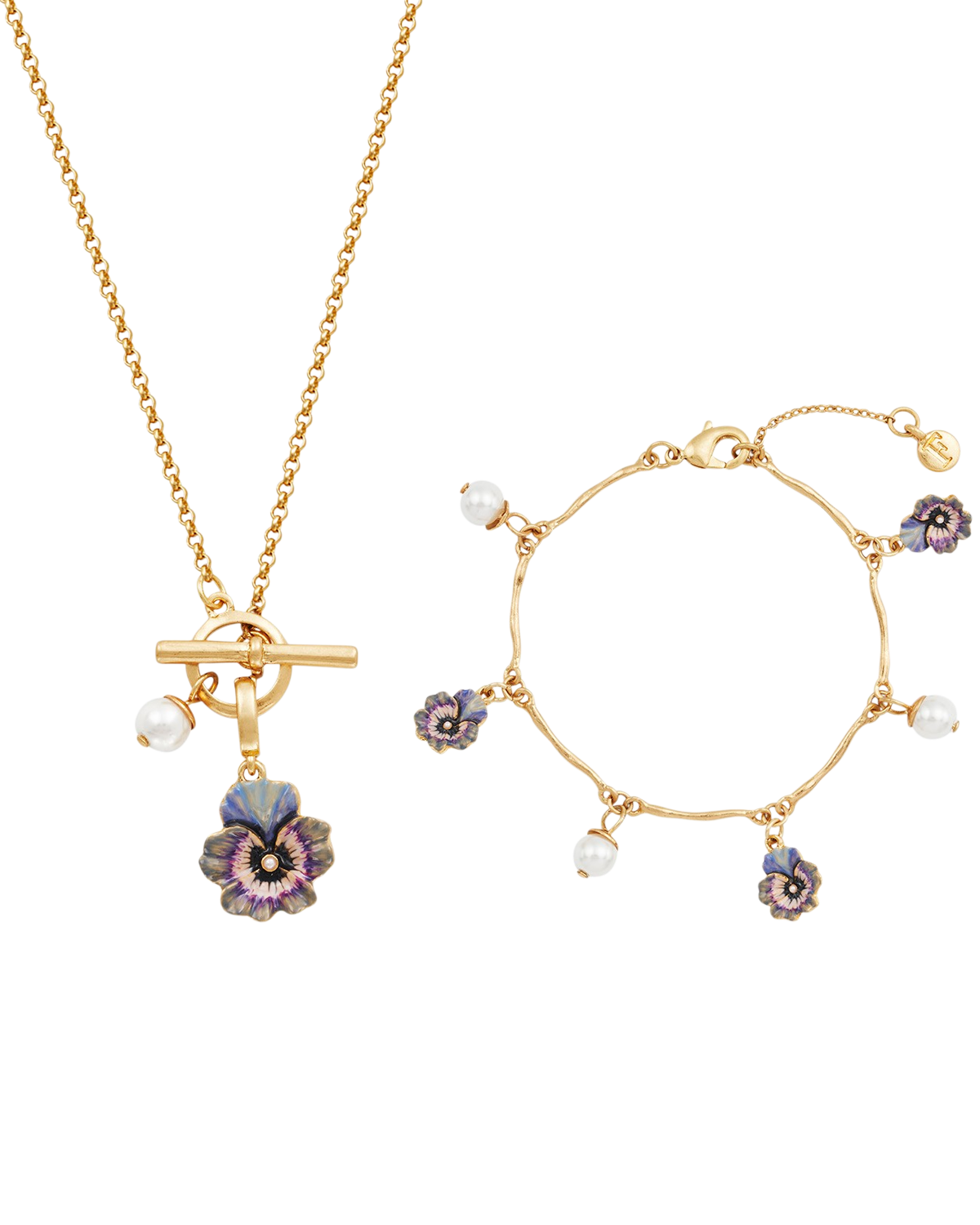 fable-england-pansy-pearl-schmuckset-kette-armband-gold image 1