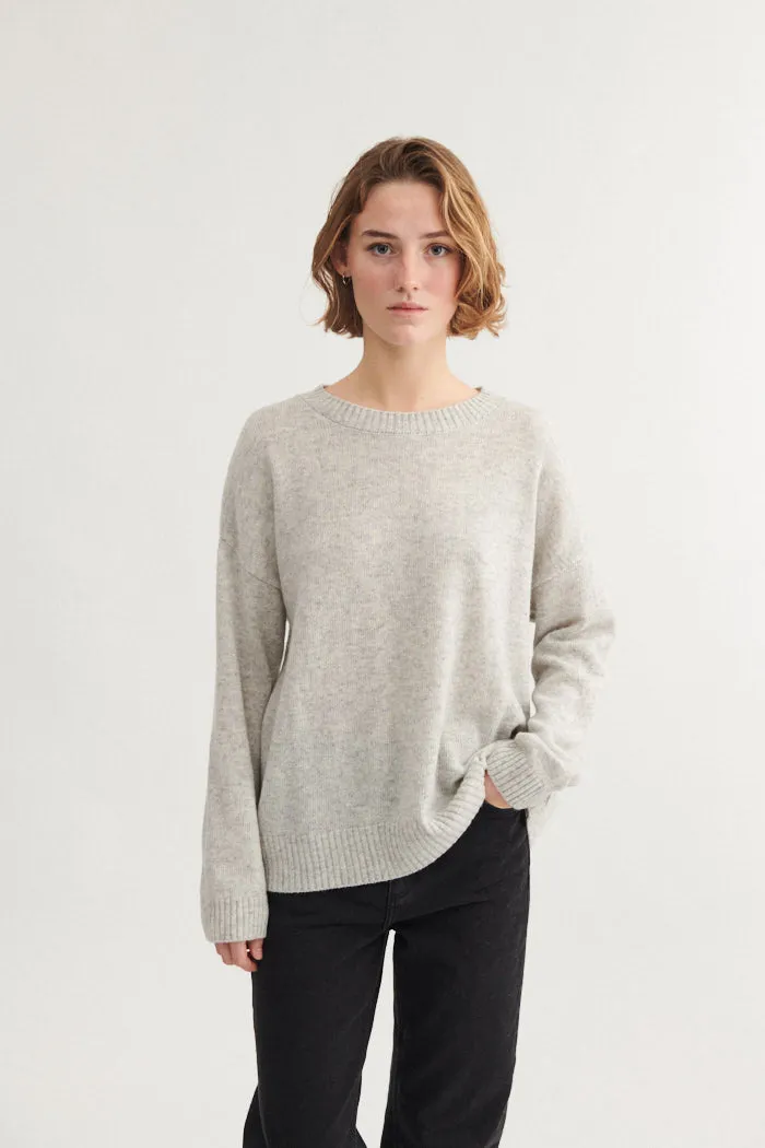 basic-apparel-lise-o-neck-pullover-light-grey-mel-wolle-oversize image 1