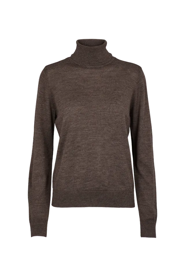 basic-apparel-vera-roll-neck-pullover-brown-mel-merino image 1