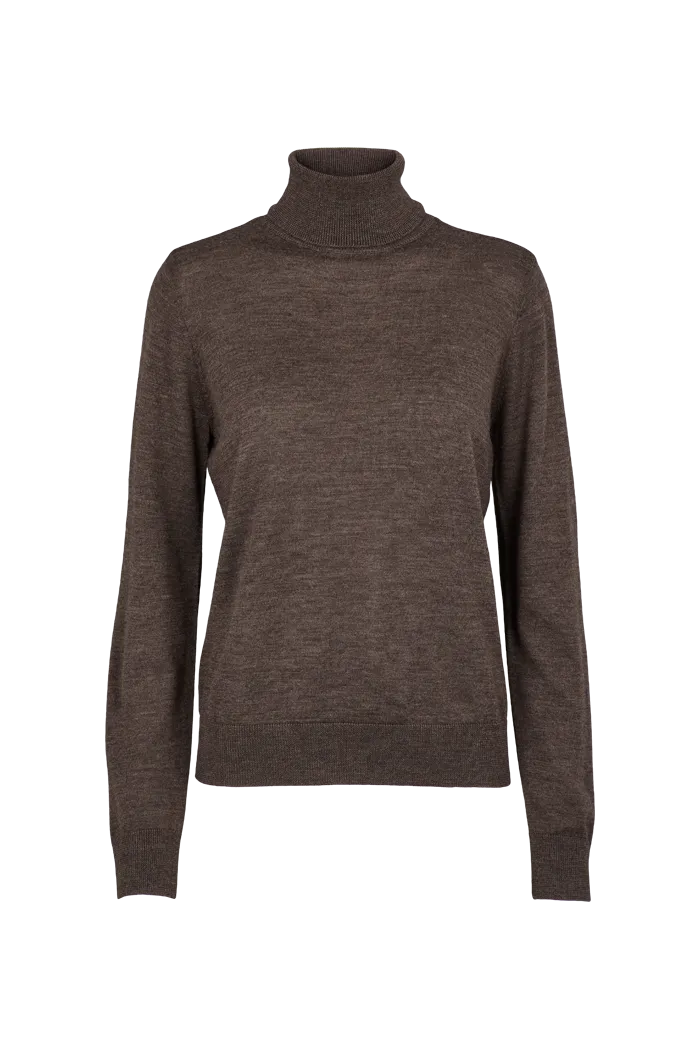 basic-apparel-vera-roll-neck-pullover-brown-mel-merino image 1