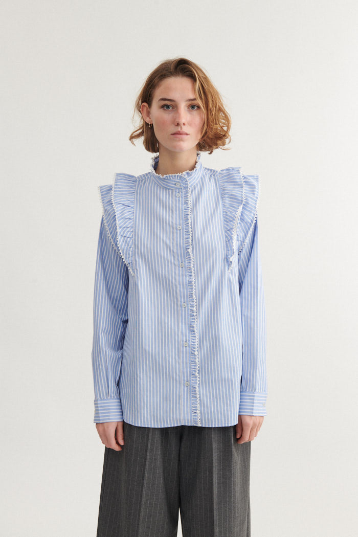 basic-apparel-silje-frill-shirt-ba430-02-bluse-riviera-gestreift image 1