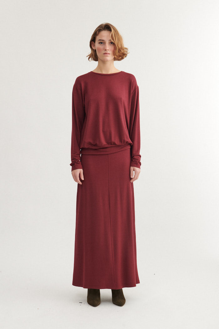 basic-apparel-sadie-long-skirt-maxirock-bordeaux-truffle image 7